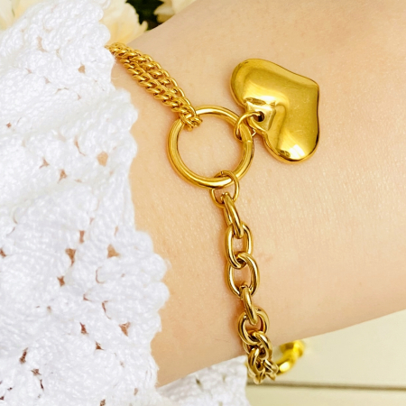 Bratara Aurie Inima Mare Otel Inoxidabil, Bijuterii Inox, Bratari Dama [2]