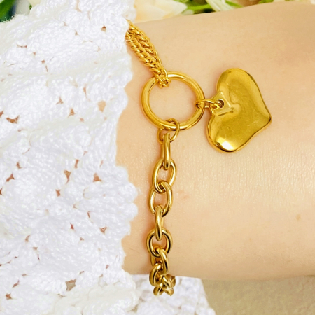 Bratara Aurie Inima Mare Otel Inoxidabil, Bijuterii Inox, Bratari Dama [0]