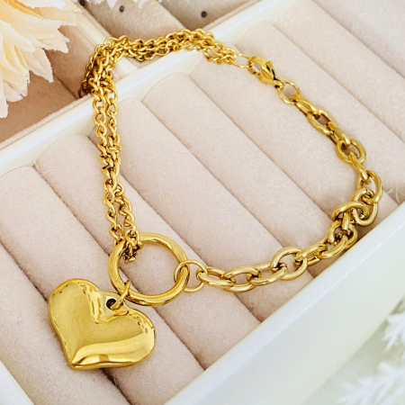 Bratara Aurie Inima Mare Otel Inoxidabil, Bijuterii Inox, Bratari Dama [6]