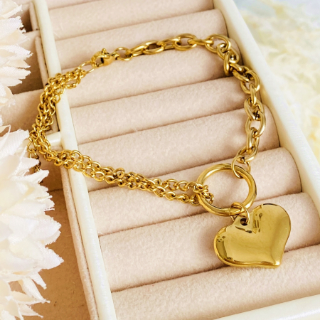 Bratara Aurie Inima Mare Otel Inoxidabil, Bijuterii Inox, Bratari Dama [7]