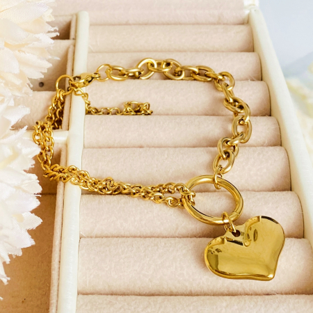 Bratara Aurie Inima Mare Otel Inoxidabil, Bijuterii Inox, Bratari Dama [3]