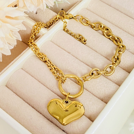 Bratara Aurie Inima Mare Otel Inoxidabil, Bijuterii Inox, Bratari Dama [1]