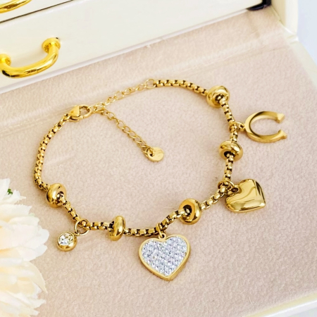 Bratara Inima Norocoasa Otel Inoxidabil, Bijuterii Inox, Bratari Dama [5]