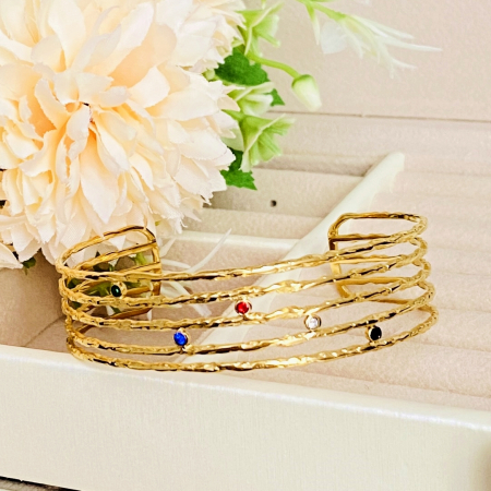 Bratara Fixa Cristale Colorate - Otel Inoxidabil, Bijuterii Inox, Bratari Dama [6]