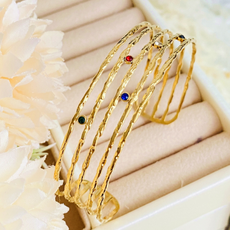 Bratara Fixa Cristale Colorate - Otel Inoxidabil, Bijuterii Inox, Bratari Dama [1]