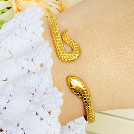 Bratara Fixa Sarpe Auriu Otel Inoxidabil, Bijuterii Inox, Bratari Dama [0]