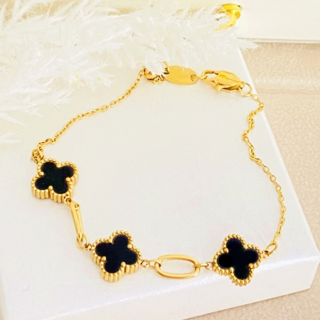 BIJUTERII OTEL INOXIDABIL - Bratara Trifoi Negru Otel Inoxidabil, Bijuterii Inox, Bratari Dama