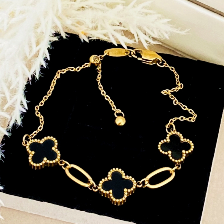 Bratara Trifoi Negru Otel Inoxidabil, Bijuterii Inox, Bratari Dama [3]