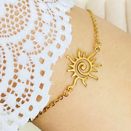 Bratara Soare Auriu Otel Inoxidabil, Bijuterii Inox, Bratari Dama [2]