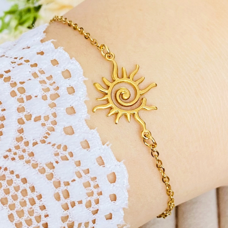 BRATARI Otel Inoxidabil - Bratara Soare Auriu Otel Inoxidabil, Bijuterii Inox, Bratari Dama