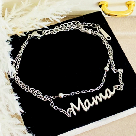 BRATARI Otel Inoxidabil - Bratara Dubla Mama Argintiu Otel Inoxidabil, Bijuterii Inox, Bratari Dama