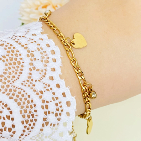 Bratara Inimoare Aurii Otel Inoxidabil, Bijuterii Inox, Bratari Dama [4]