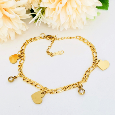 Bratara Inimoare Aurii Otel Inoxidabil, Bijuterii Inox, Bratari Dama [1]