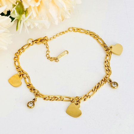 Bratara Inimoare Aurii Otel Inoxidabil, Bijuterii Inox, Bratari Dama [7]