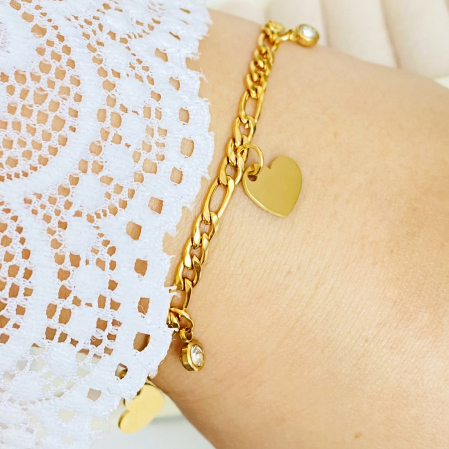 Bratara Inimoare Aurii Otel Inoxidabil, Bijuterii Inox, Bratari Dama [2]