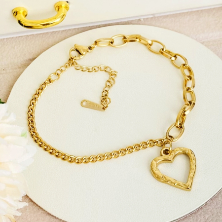 Bratara Inima Aurie Otel Inoxidabil, Bijuterii Inox, Bratari Dama [6]