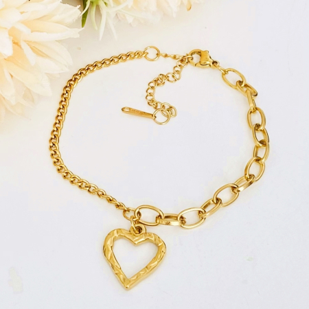BRATARI Otel Inoxidabil - Bratara Inima Aurie Otel Inoxidabil, Bijuterii Inox, Bratari Dama