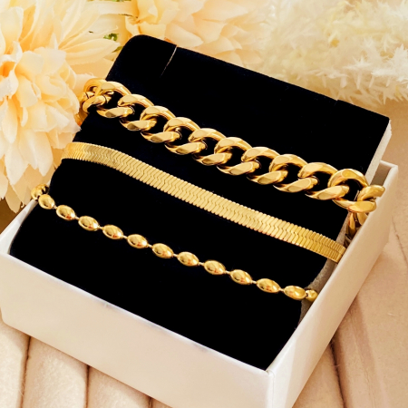 Set 3 Bratari Aurii Otel Inoxidabil, Bijuterii Inox, Bratari Dama [1]