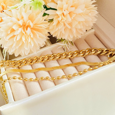 Set 3 Bratari Aurii Otel Inoxidabil, Bijuterii Inox, Bratari Dama [6]