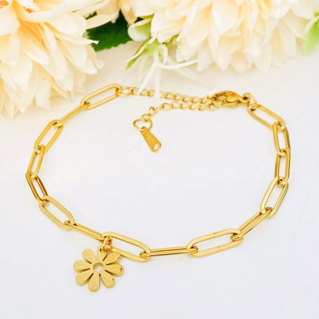 Bratara Floare Aurie Otel Inoxidabil, Bijuterii Inox, Bratari Dama [3]