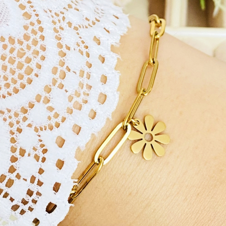 Bratara Floare Aurie Otel Inoxidabil, Bijuterii Inox, Bratari Dama [4]