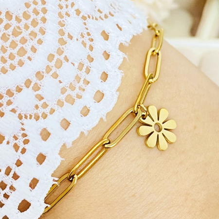 Bratara Floare Aurie Otel Inoxidabil, Bijuterii Inox, Bratari Dama [1]