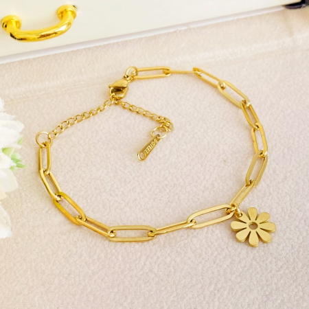 Bratara Floare Aurie Otel Inoxidabil, Bijuterii Inox, Bratari Dama [5]