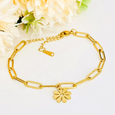 Bratara Floare Aurie Otel Inoxidabil, Bijuterii Inox, Bratari Dama [7]