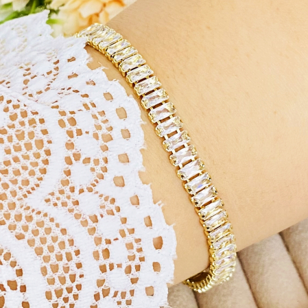 BRATARI Otel Inoxidabil - Bratara Tennis Aurie Otel Inoxidabil, Bijuterii Inox, Bratari Dama