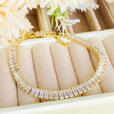 Bratara Tennis Aurie Otel Inoxidabil, Bijuterii Inox, Bratari Dama [3]