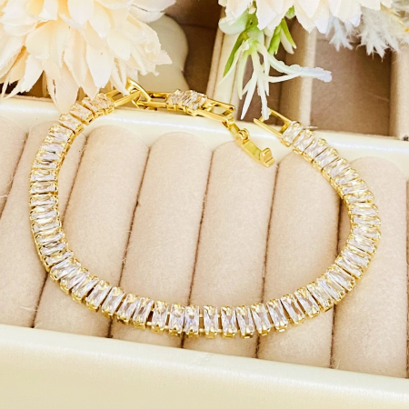 Bratara Tennis Aurie Otel Inoxidabil, Bijuterii Inox, Bratari Dama [1]