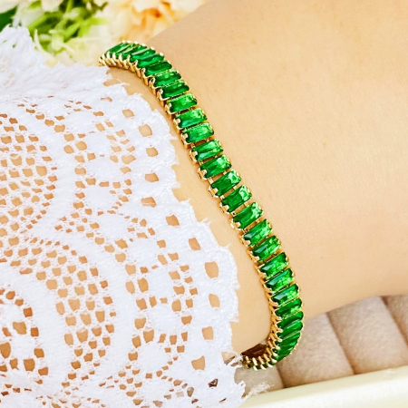 Bratara Tennis Verde Smarald Otel Inoxidabil, Bijuterii Inox, Bratari Dama [2]