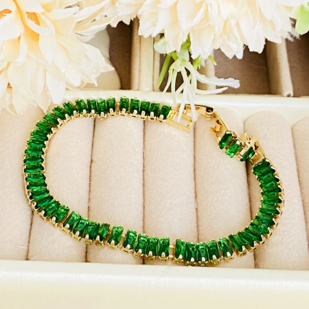 Bratara Tennis Verde Smarald Otel Inoxidabil, Bijuterii Inox, Bratari Dama [4]