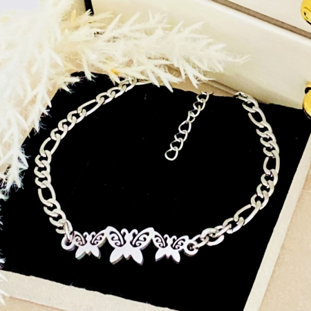 Bratara Fluturi Argintii Otel Inoxidabil, Bijuterii Inox, Bratari Dama [3]