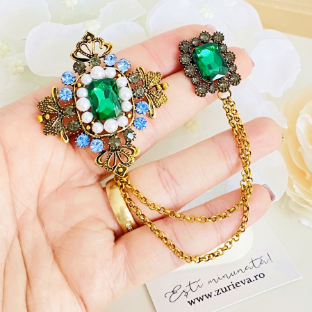 Brosa Dubla Verde Smarald, Brose Dama, Brose Elegante [1]