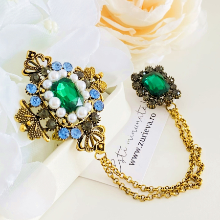 Brosa Dubla Verde Smarald, Brose Dama, Brose Elegante [4]