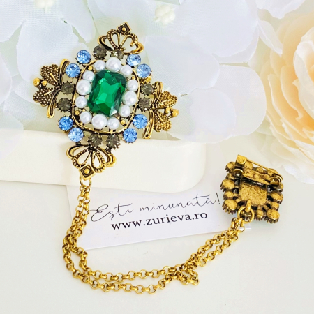 Brosa Dubla Verde Smarald, Brose Dama, Brose Elegante [5]