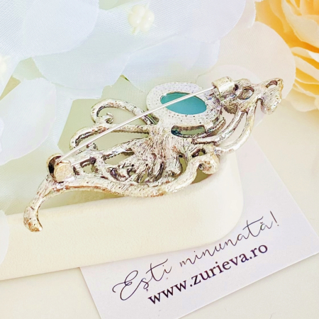 Brosa Argintie - Albastru, Brose Dama, Brose Elegante [4]