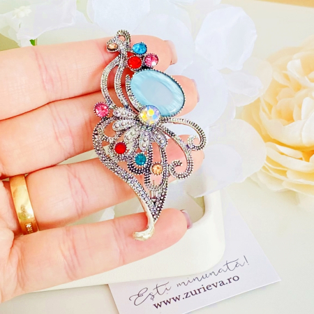 Brosa Argintie - Albastru, Brose Dama, Brose Elegante [1]