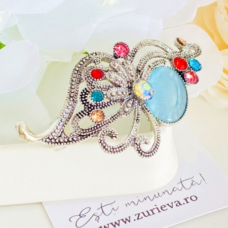 Brosa Argintie - Albastru, Brose Dama, Brose Elegante [3]