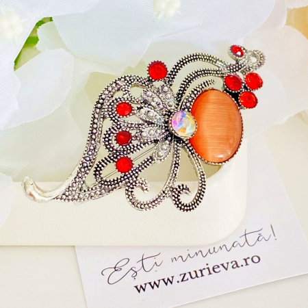 BROSE - Brosa Argintie - Portocaliu, Brose Dama, Brose Elegante
