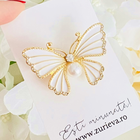 Brosa Fluture Alb, Brose Dama, Brose Elegante [3]