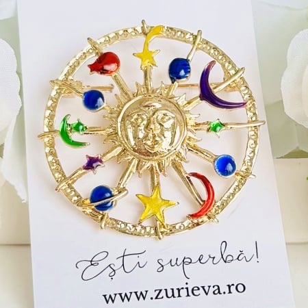 BIJUTERII - Brosa Universul Colorat, Brosa Dama Femei, Brose Statement