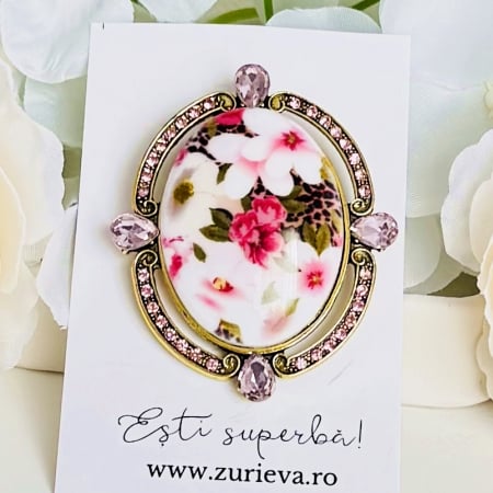 BIJUTERII - Brosa Pink Vintage, Brosa Dama Femei, Brose Statement