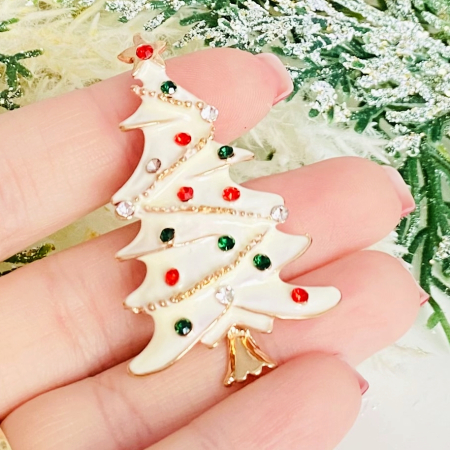 Brosa Brad Craciun Alb - Craciun, Brosa Statement, Brose Femei [2]