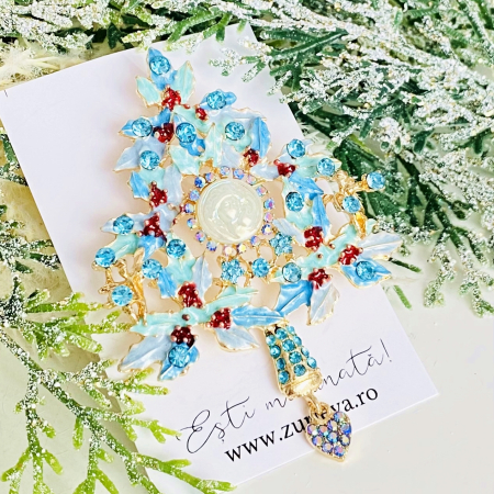 Brosa Brad Craciun Albastru, Brosa Statement, Brose Femei [2]