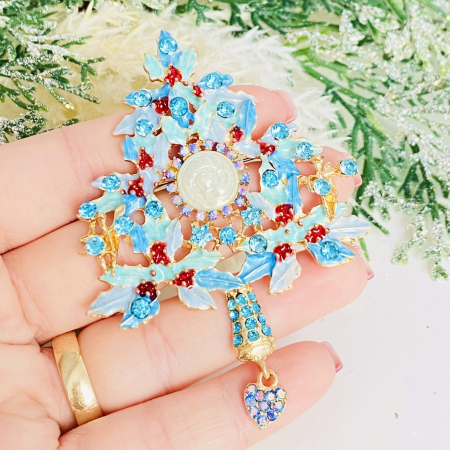 Brosa Brad Craciun Albastru, Brosa Statement, Brose Femei [1]