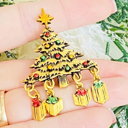 Brosa Brad Craciun Auriu - Craciun, Brosa Statement, Brose Femei [5]