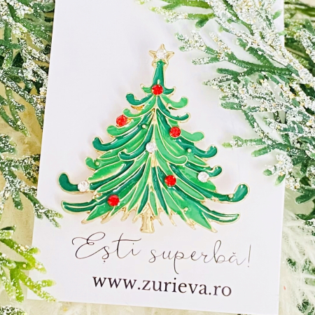 BROSE - Brosa Brad Craciun Verde - Craciun, Brosa Statement, Brose Femei