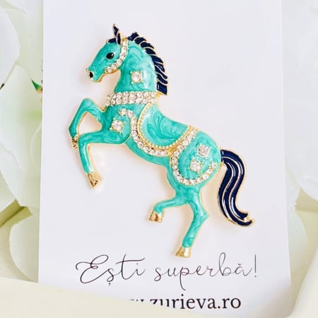 Brosa Cal Email Turcoaz, Brosa Dama Femei [3]